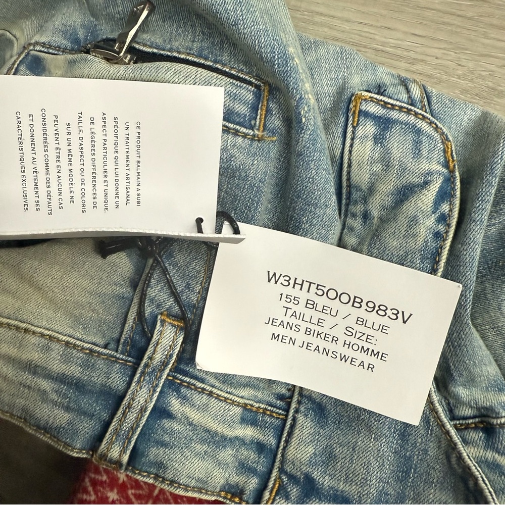 Balmain Men's Skinny Biker Jeans Men's Light Blue Jeans Size 36 - Picture 13 of 16